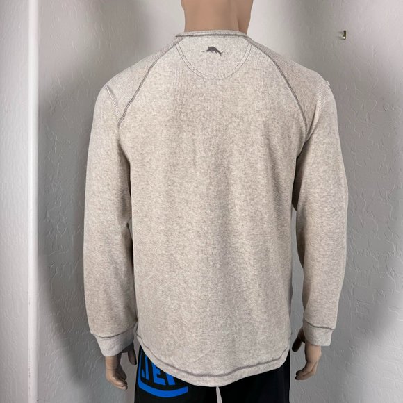 Tommy Bahama Stone Crest Long-Sleeve Crew Shirt Size M $110 in Oatmeal Heather - Picture 5 of 11
